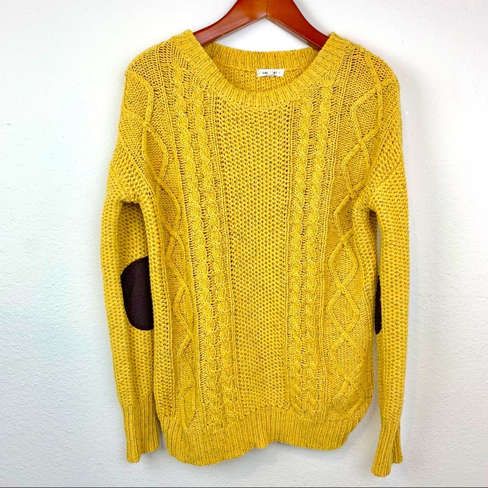 Crescent Confetti Yellow Knit Sweater Elbow Patch